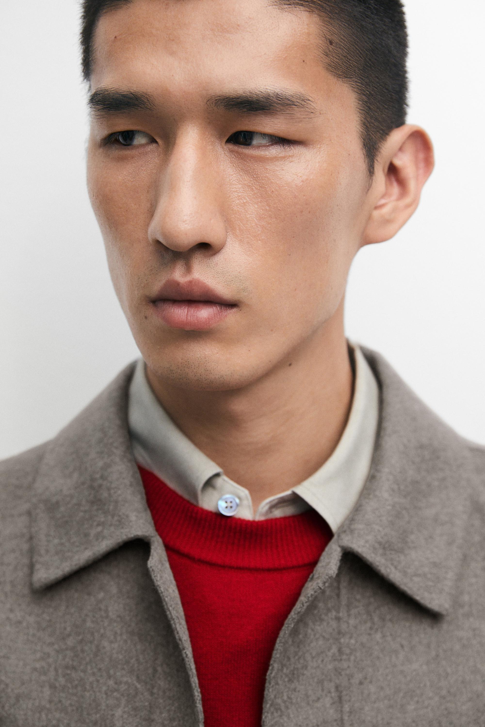 Wool blend overshirt with button detail